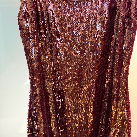 Mariska Reformation Maroon Sequin Dress - Picture 3 of 7